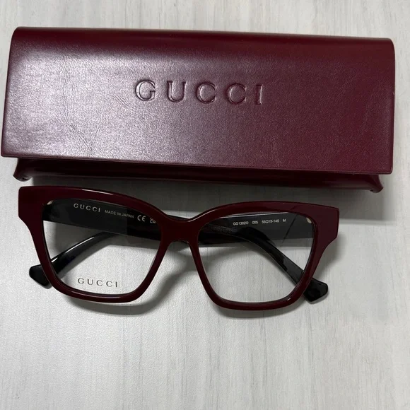Gucci Women's Deep Burgundy Cat-Eye Glasses GG1302O - Picture 1 of 4
